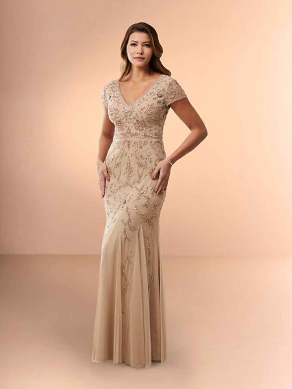Christina Wu Champagne Dress Size 16